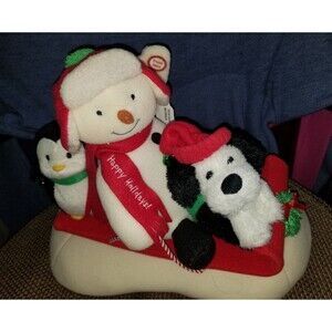 Hallmark 2007 Jingle Pals Snowman Sleigh Ride Musical Animated Sled Penguin Dog